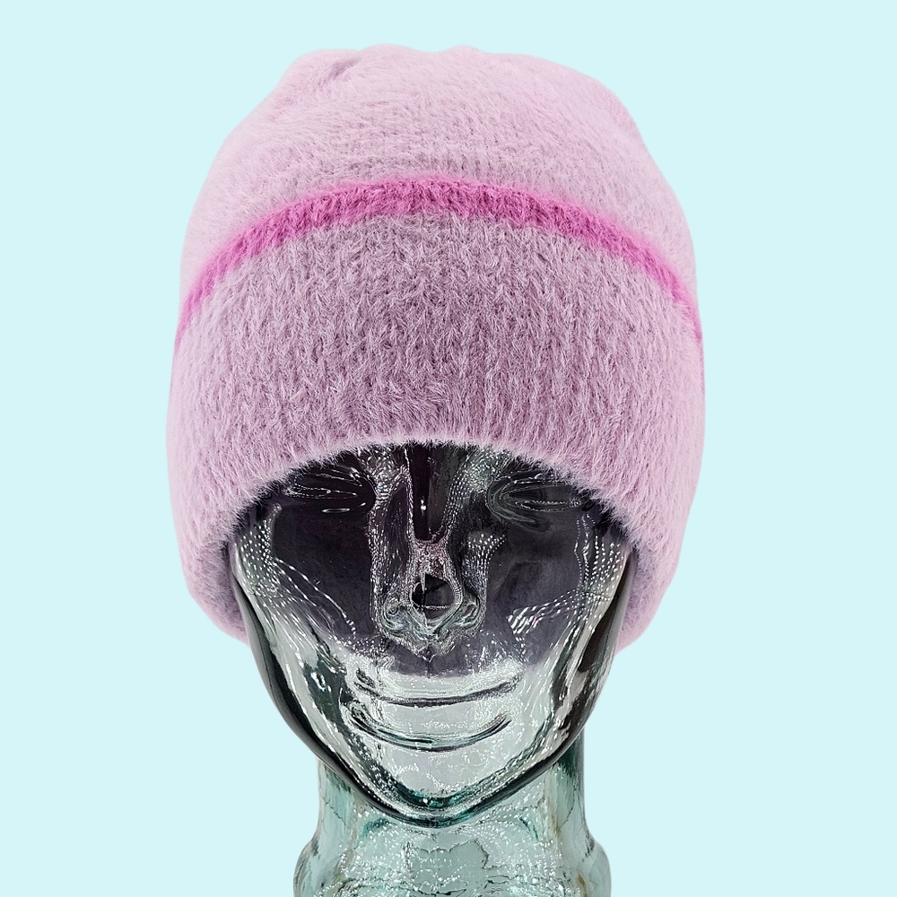 BCBGeneration Hat Beanie Mauve Single Stripe Cuff Cottagecore Barbiecore Outdoor
